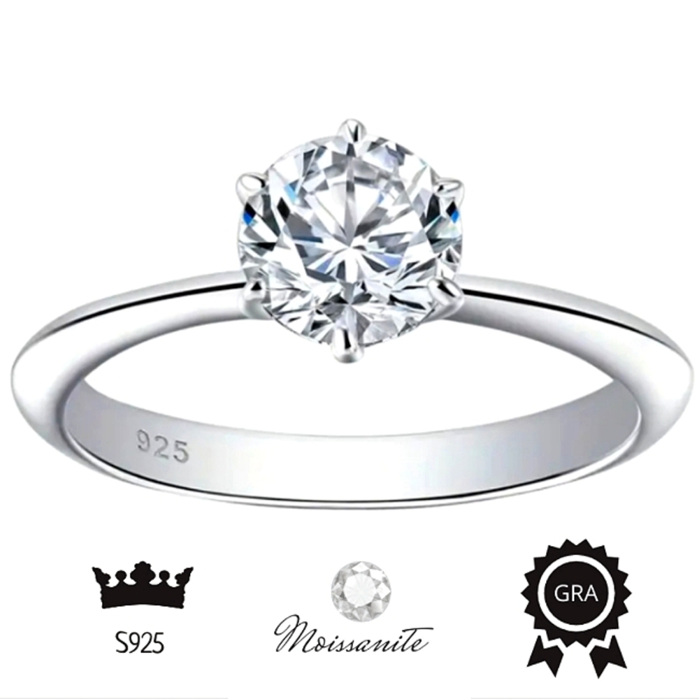 ⭐️Certified 10ct VVS1 Solitaire Moissanite DIA 18K Gold over Sterling